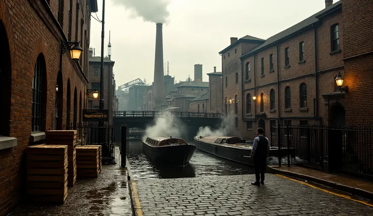 "Decoy mine of Maxwell Industries, built on the outskirts of Redstone’s industrial quarter, noon under a pale overcast sky. The entrance is framed by freshly laid brickwork, polished steel gates, and a gleaming brass sign that reads Redstone Extraction Co....