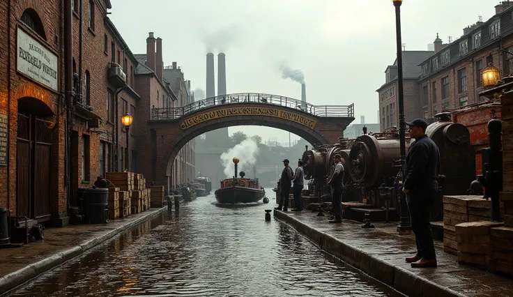 "Decoy mine of Maxwell Industries, built on the outskirts of Redstone’s industrial quarter, noon under a pale overcast sky. The entrance is framed by freshly laid brickwork, polished steel gates, and a gleaming brass sign that reads Redstone Extraction Co....