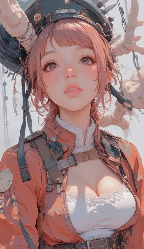 A woman in uniform is taking a photo, anime girl cosplay, cosplay, cosplay photo, anime cosplay, full-cosplay, fleet collection style, cosplayer, female anime character thief, ayaka cosplay, professional cosplay, JK uniform, ship this, konpeki no kantai, O...