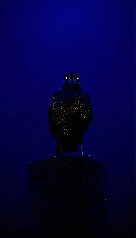 , masterpiece, the best quality, amazing quality, very aesthetic, an extremely high resolution, War song,Cuerbo,black feathers,In the night sky,high contrast mini tube, illuminated