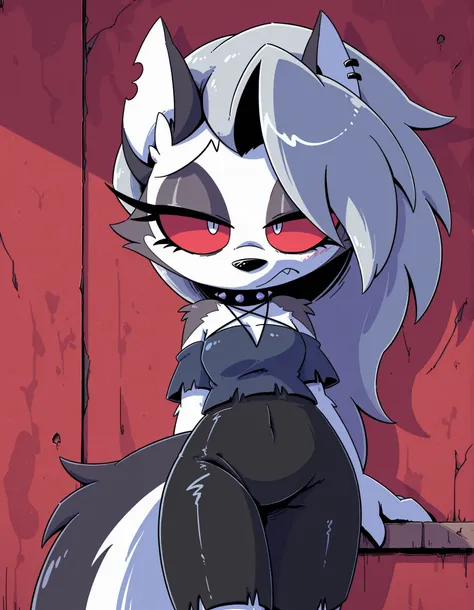 nettsuu_style, solo, loona \(helluva boss\), furry, clothed,, masterpiece, best quality, amazing quality,