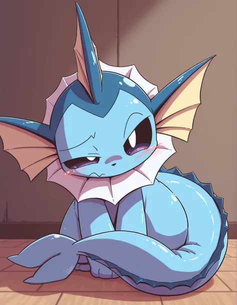 nettsuu_style,, furry, general, pokemon \(creature\), pokemon, vaporeon, cute, blush, solo, masterpiece,best quality, amazing quality,  lazypos, lazyup,
