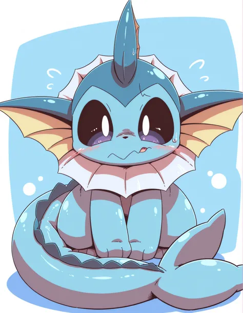 nettsuu_style,, furry, general, pokemon \(creature\), pokemon, vaporeon, cute, blush, solo, masterpiece,best quality, amazing quality,  lazypos, lazyup,