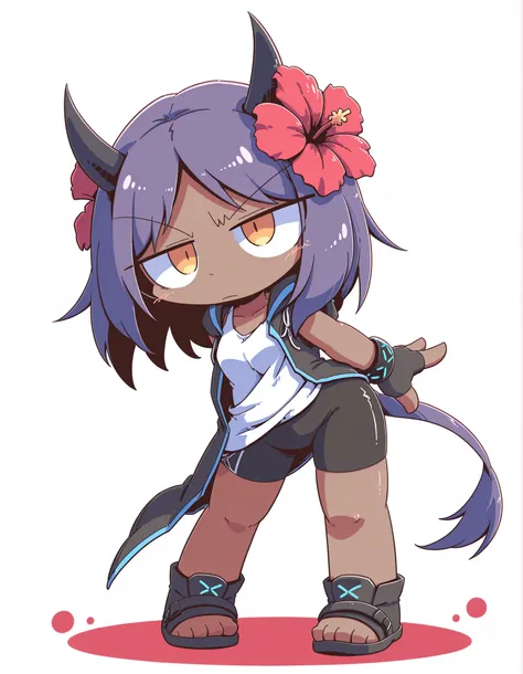 nettsuu_style, hibiscus \(arknights\), standing, solo, dynamic pose, full body,, masterpiece, best quality, amazing quality