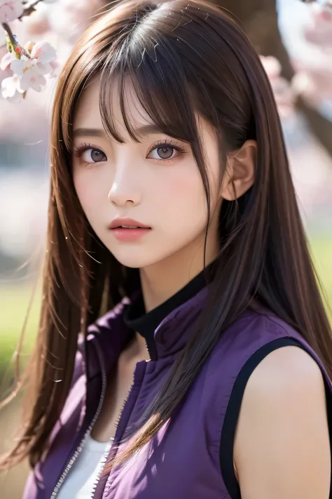 cherry blossom god, blossom, Italian girl anime version ,closeup,(The power to control the wind, purple eyes and light brown medium hair, Italian pastel Sleeveless Clothes and Jackets),spring lights,