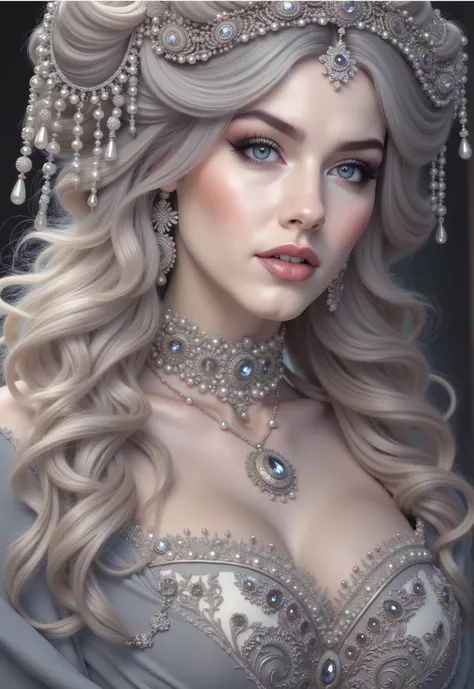 extremely aesthetic, mythological style, A mix of Art Nouveau and Impressionism, Impasto style, oil-painting, illustration, fantastic, anatomically correct, Off-center composition,
An icon of the goddess's profile. Blonde hair and blue eyes. The flowing ...