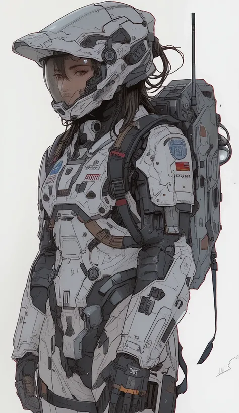 cartoon drawing of a person in a Space Suit with a backpack, fully Space Suited, Space Suit, in Space Suit, wears a Space Suit, glowing Space Suit, Portrait anime space cadet girl, Space Suit, clothed in Space Suit, full body concept, dusty Space Suit, Mol...
