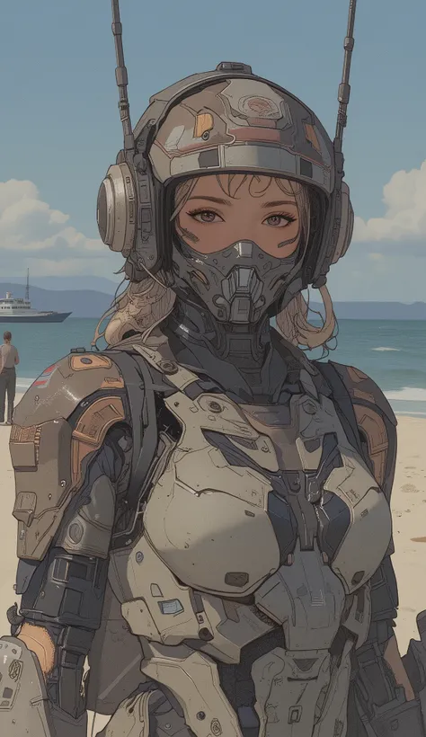 Anime-style image of a woman wearing a helmet and a skateboard, animated robot mixed with organic matter, Venus Squid astronaut, Beautiful robot character design, Android Heroine, robot girls, fully automated!! girls, mechanized soldier girls, Female Mecha...