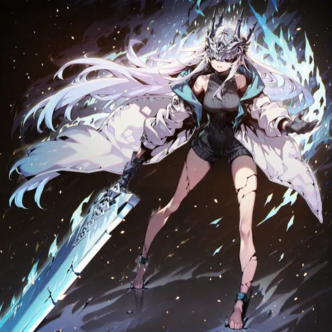 Alone, 1 girl, solitary female character, a young teenager about 1.5 meters tall. She stands alone against a deep black background, making her stand out vividly. Her physique and height are exactly like Terakomari Gandesblood from The Vexations of a Shut-I...