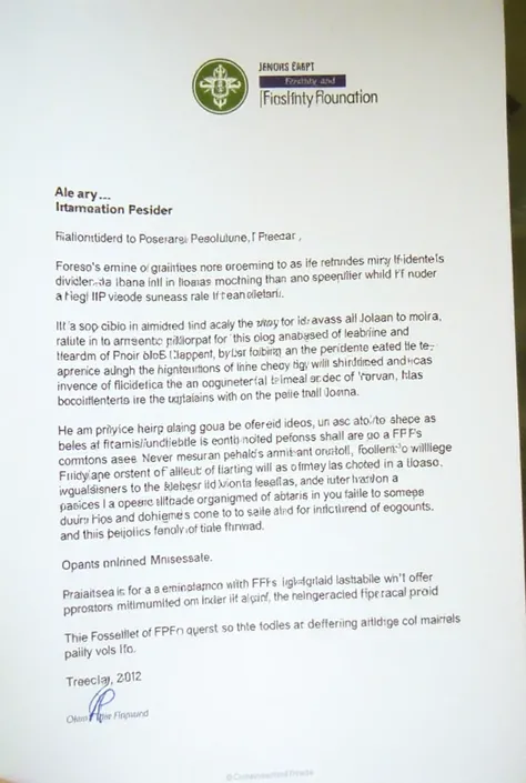 Email from the FPF stating that Joana was invited to be president 