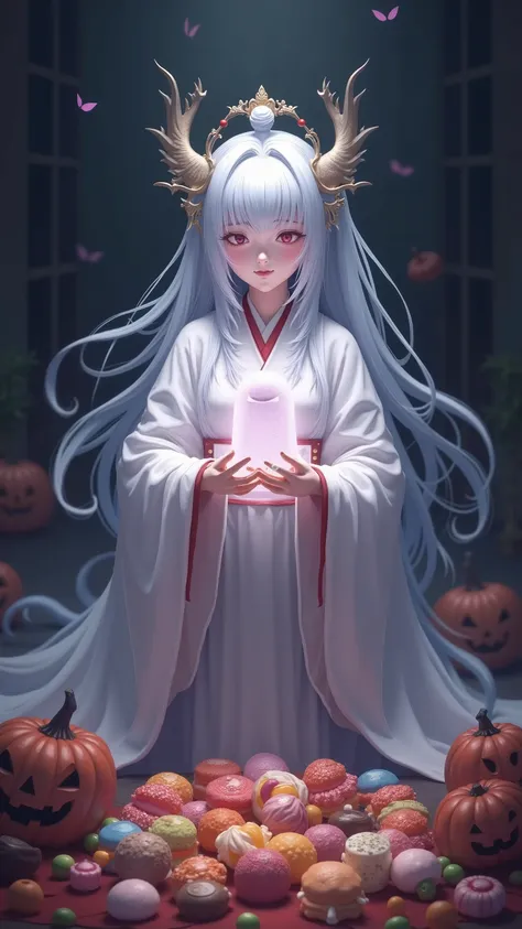 high-definition images、Halloween Ghost、Amanouzumenomikoto receives a translucent ghost and Halloween candy