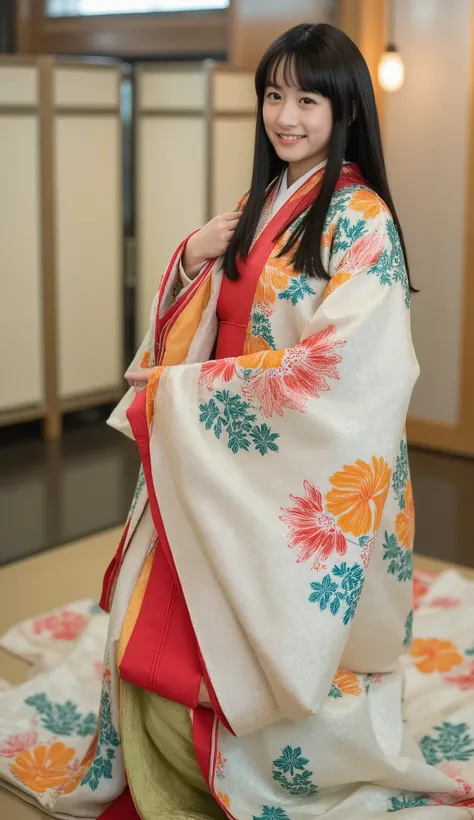 long straight black hairの美しい日本人女性。(((16 year old beautiful girl  )))。the sun barely crosses the horizon, ,  but、That gold thread、the content is waiting to be judged by the light..  and the air is heavy but afraid to whisper, ,  and the air is heavy but afr...