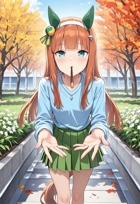 (masterpiece, best quality, perfect face:1.4), wide angle, silence suzuka \(umamusume\), horse ears, ear cover, white headband, small breasts, horse tail, tail on the lower back, proportional body, proportional,1 girl, beautiful hair, beautiful face, beaut...