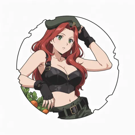 ((1girl)), (solo),anime screencap, girl, beautiful green eyes, red hair, line art , comic style