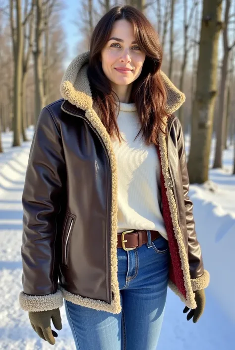 Vintage Men’s Reversible Brown Leather/ Fleece Bomber Coat