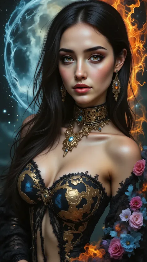 Ultra-realistic (photorealistic Realism) , "UHD, Hyper high resolution" - "(Hyper quality, intricately ultra-detailed digital art)" (Key Directive: - ("The priority is the anatomical accuracy and texture of the materials" - "Ultra-sharp human eyes with bi...