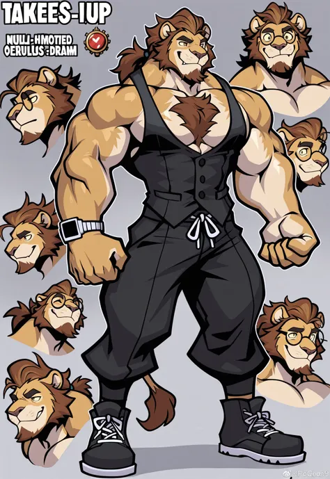 Experienced furry character reference sheet adoptable for Cornelius, masterpiece , modern day alternate universe, no background, full body, multiple views , best quality , masterpiece , masculine , character sheet , dungeon & dragons , visual novel , feat...