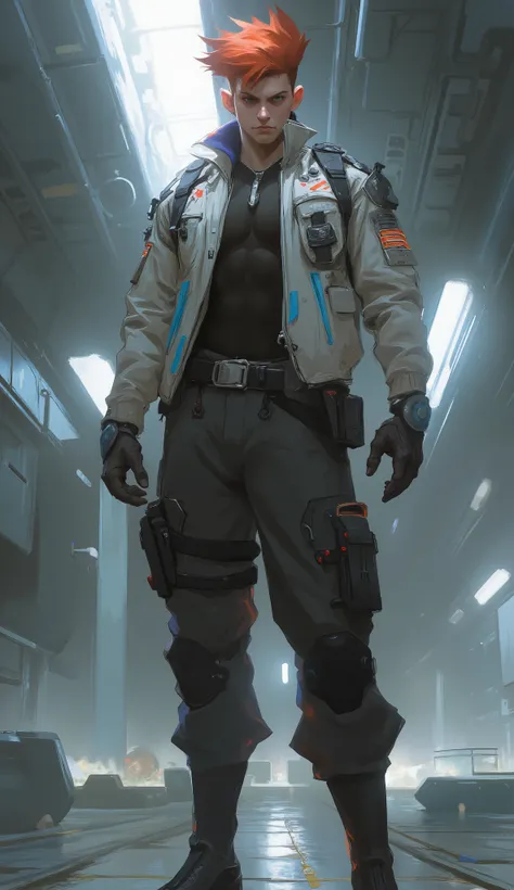 (masterpiece, best quality, highres, cinematic lighting, absurdres), professional anime illustration, genga, futuristic sci-fi concept art.
A handsome male elite officer with perfect anatomy and perfect hands, five fingers. He has voluminous, artfully mess...