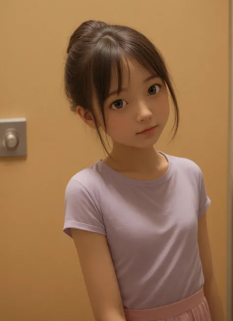 かわいいyounger女の子,slender,Rating_Safety,score_6_up,score_7_up,score_8_up,score_9,short,skinny,small west,slender body,(tiny:1.2),younger,ネイビーブルーのスイムスーツを着たyoungerMade in Japanの少女が、,Hair elastic,Hairpin,realistic, from above ,(big breasts:0.3),small breasted,Ma...