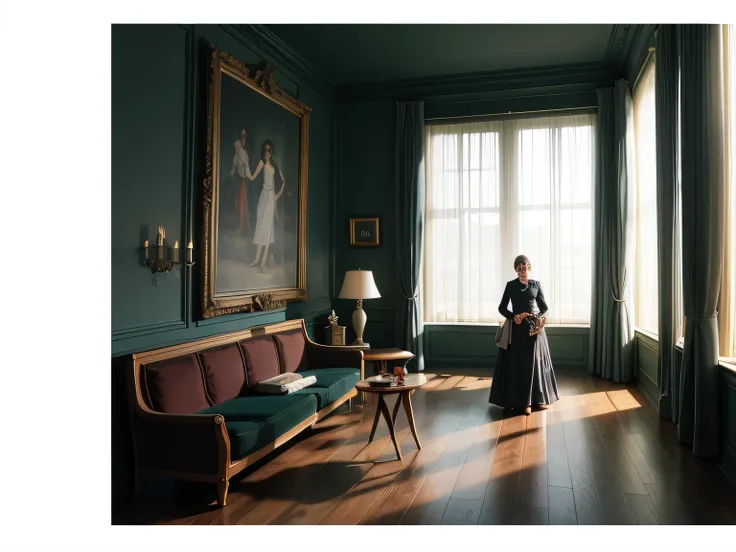 411 (18 year old woman)),(46 year old man),(short hair),(shortcut),(Neat hair),(super high image quality with rice bowl),((Gone with the Wind)), ((luxurious rooms that have been absorbed)), (Gorgeous painting), (Light and dark contrast), (dancehall)