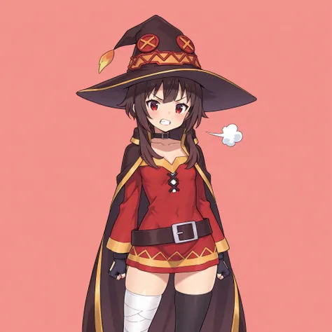 masterpiece, ultra-HD, impressionism, high detail, best quality, very aesthetic, 8K, best quality, beautiful, ultra-high resolution, 32K UHD, sharp focus, 1girl, solo, Megumin-Liver020, short brown hair, middle bangs, long locks, red eyes, eyelashes, pink ...