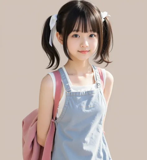 (luxury),((Photo Quality)),(thin body),Thin Arms,twin tails,white shoulders,((Highest Image Quality)),(elementary school student),girls,(perfect face),tank top