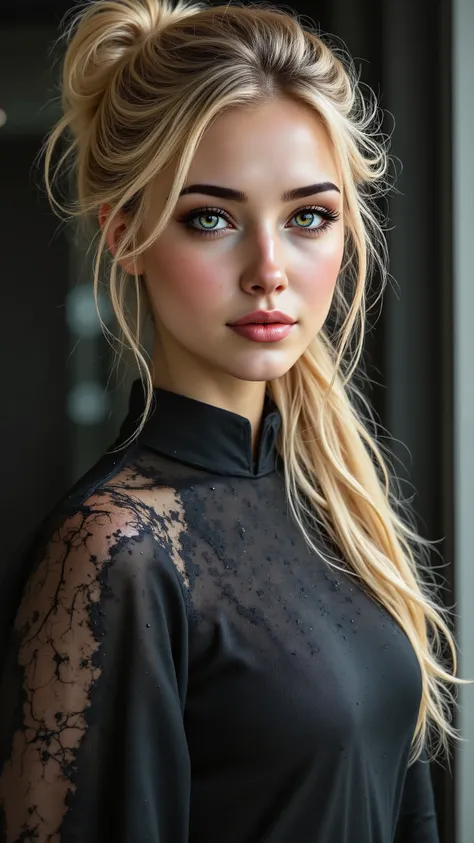 Ultra-realistic (photorealistic Realism) , "UHD, Hyper high resolution" - "(Hyper quality, intricately ultra-detailed digital art)" (Key Directive: - ("The priority is the anatomical accuracy and texture of the materials" - "Ultra-sharp human eyes with bio...