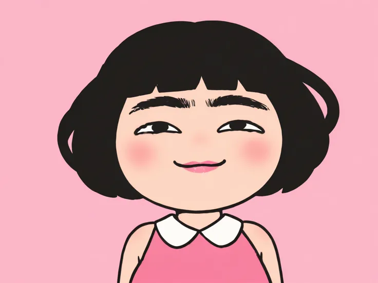 thick eyebrows, exaggerated eyebrows, expressive eyebrows, curved eyebrows, black eyebrows, monobrow, unibrow, heavy eyebrows, eyebrow focus, eyebrow expression, stylized eyebrows, cartoon eyebrows, cute character, stylized girl, short hair, black hair, ro...