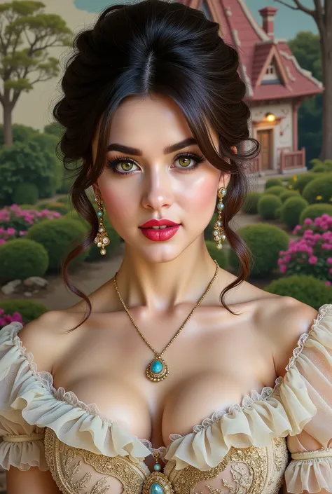 Madame of the French court,Rococo fluffy skirt,(Extremely Delicately Beautiful:1.2),8K,(tmasterpiece:1.0),(Best_quality:1.0),1girll,Mature woman,Complicated details,enlarged textures,Complicated details,Fine eyes and detailed face,Complicated details,(Keep...