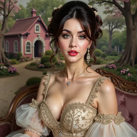 Madame of the French court,Rococo fluffy skirt,(Extremely Delicately Beautiful:1.2),8K,(tmasterpiece:1.0),(Best_quality:1.0),1girll,Mature woman,Complicated details,enlarged textures,Complicated details,Fine eyes and detailed face,Complicated details,(Keep...