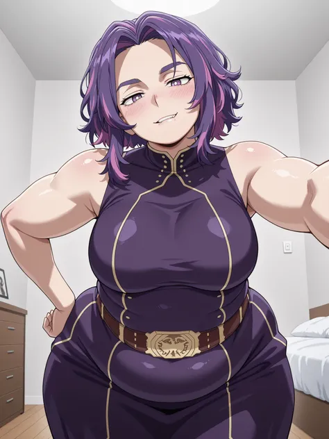 chubby,plump,WeightChubby,chubby,plump,WeightChubby,Lady Nagant,kabedon on viewer,Lady Nagant,shiny skin,looking at viewer,seductive smile,open mouth,teeth,biting lip,adult, milf,mature looking woman,blushing,source_anime, hires image, masterpiece, best qu...