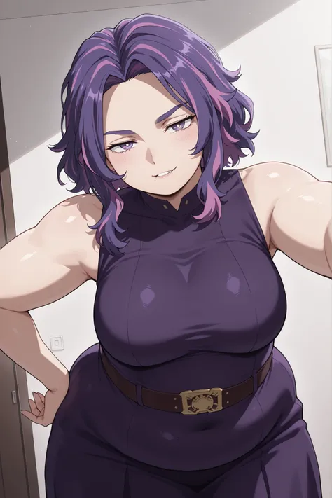 chubby,plump,WeightChubby,chubby,plump,WeightChubby,Lady Nagant,kabedon on viewer,Lady Nagant,shiny skin,looking at viewer,seductive smile,open mouth,teeth,biting lip,adult, milf,mature looking woman,blushing,source_anime, hires image, masterpiece, best qu...