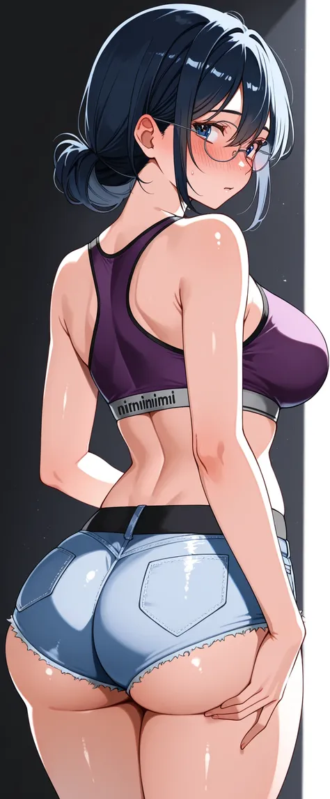 high definition,  Adult Female , Good Lighting, , (I haven't taken off my clothes), (((sports bra,   micro short jeans))), , ((Kaoru Niimi)), (Glasses), Abdominal area only, (looks back),  ,  Cute Face Getting Creampied, I' m I'm so is embarrassing tha...