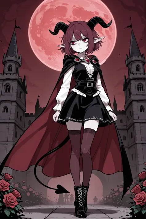 hentamonn,DSP, artist:DSP, mogeko,,masterpiece , best quality , amazing quality , very aesthetic, white skin, pale skin, tall girl, adult, rounded elf ear, red eye, drooping eyes, cold look, white pupil, feline pupil, short hair, slightly messy hair, maroo...