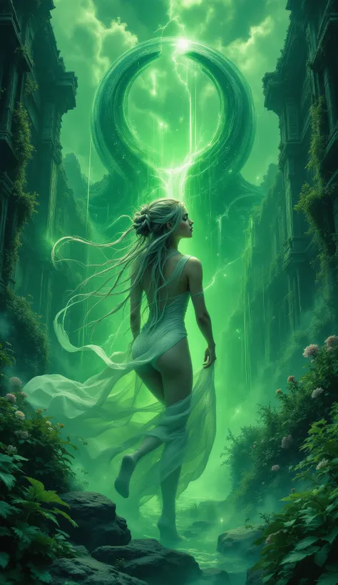 masterpiece, best quality,
(realistic:1), (flat color:2), (no lineart:1),
1girl, dynamic pose, flowing, from above, depth of field, cool lighting, diffused lighting, low contrast, mist backlight, side lighting, light particles, bokeh, silhouette, neon gree...