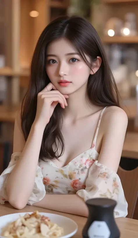 (Hide cleavage, Highest Quality,very detailed､ high definitionイラスト,超高精細CG,caustic, improving skin quality,reality,masterpiece:1.2,  high definition, physical beauty: 1.4 ,   very detailed顔と肌のテクスチャ  ,  beautiful eyes,  double eyelids、8k、35mm lens、realistic:...