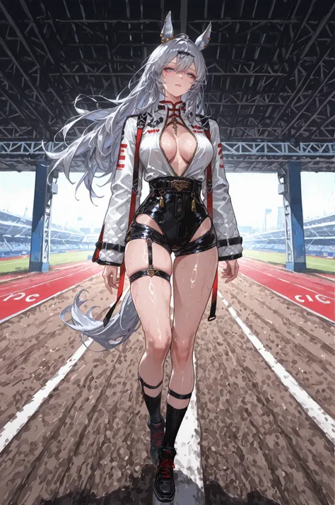 lawnの上、racecourse、緑のlawn、新緑のlawn、、Yee Xuan、Collapse Starrail、Racecourse、Uma Musume、horse ear、Jirio Mahonoko、 A sophisticated eye 、Full Body、GBF_style、748cm style for bigi、32K、Semi Realistic、 super detailed description on the front 、art work、Original Work、...