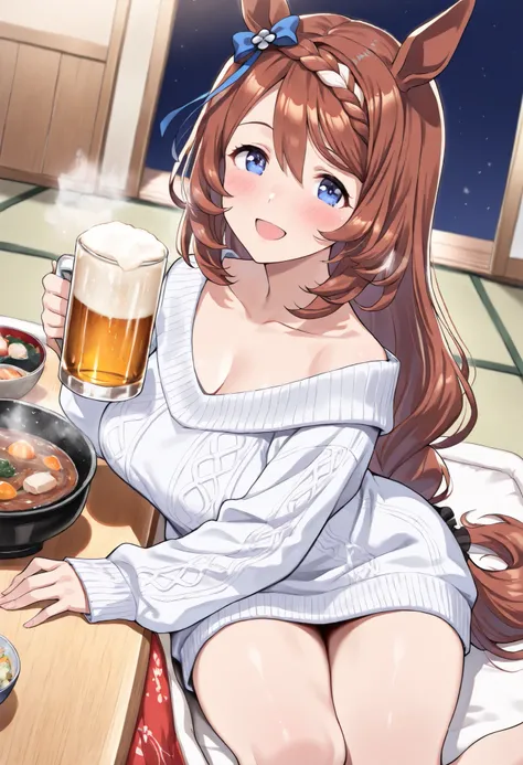 (masterpiece, best quality, perfect face:1.4), wide angle, super creek \(umamusume\), horse ears, ear ornament, horse tail, tail on the lower back, proportional body, proportional, beautiful hair, beautiful face, beautiful detailed eyes, beautiful clavicle...