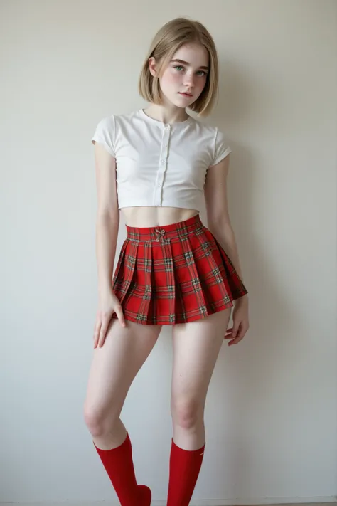 A (gorgeous schoolgirl:1.5), posing in front of a grey wall, full subject in view, studio photoshoot, in perfect lighting, centered framing, neutral background, minimalism.
(Teenage girl:1.4), teenage student, (dirty blonde hair:1.3), (perfect hair:1.3), ...