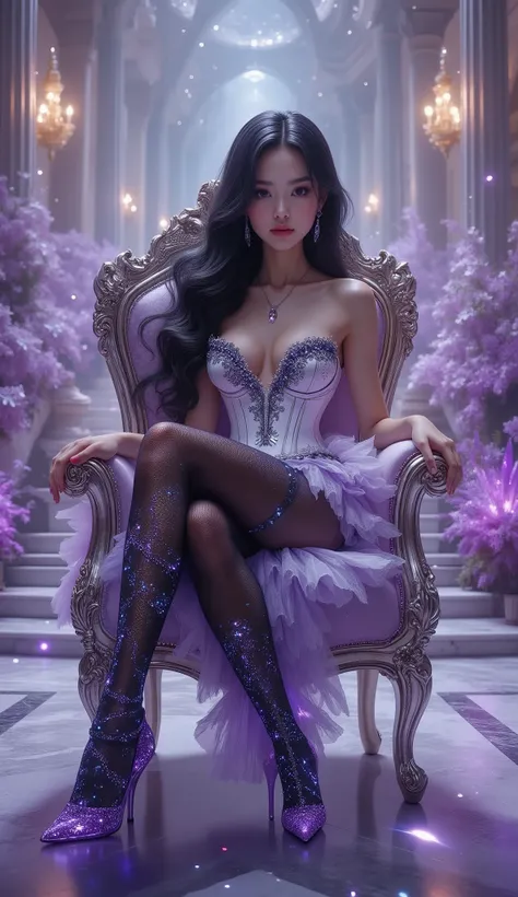 4K, hyper detail, hyper detail clothing texture, 17-year-old young Asian girl with a cute face with sweet appearance and white skin, tall body, slim and small belly, wide waist, shiny body, shiny costume, long and sexy muscular legs, and giant breasts. wea...