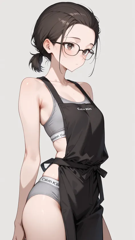 Sagawa style ,aoisai123,detailed facial expressions, fine eyes, cute eyes,sexy pose、

1 woman,Beautiful Women, detailed face, fine eyes, cute eyes, 

Slim, Tiny Chest, Glasses, black apron, Grey underwear, Calvin Klein,





tied up hair, Low Ponytail, hai...