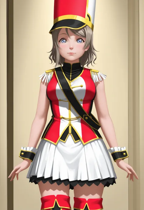 kokorohhw, hhw skirt, hhw shako cap, hhw band uniform, hhw wrist cuffs, hhw thigh boots, BREAK, {{{masterpiece}}}, {{{best quality}}}, {{ultra-detailed}}, {illustration}, {{an extremely delicate and beautiful}}, (beautiful detailed eyes:1.6), extremely det...