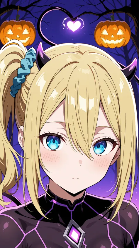 BREAK (masterpiece:1.2), best quality, high resolution, unity 8k wallpaper, (illustration:0.8),Anime-style nighttime street decorated for Halloween, deep black shadows, glowing orange pumpkins, dim lanterns hanging from trees, subtle purple and green accen...