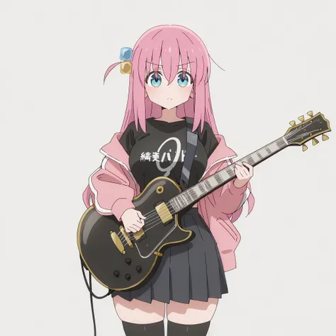 masterpiece, ultra-HD, impressionism, high detail, best quality, very aesthetic, 8K, best quality, beautiful, ultra-high resolution, 32K UHD, sharp focus, 1girl, solo, Bocchi, hitori gotou, cube hair ornament, hair between eyes, hair ornament, pink hair, o...