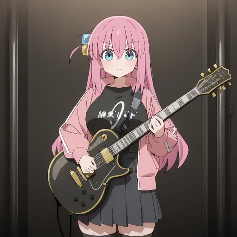 masterpiece, ultra-HD, impressionism, high detail, best quality, very aesthetic, 8K, best quality, beautiful, ultra-high resolution, 32K UHD, sharp focus, 1girl, solo, Bocchi, hitori gotou, cube hair ornament, hair between eyes, hair ornament, pink hair, o...