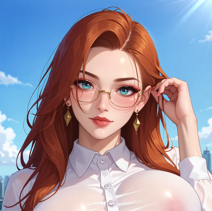 elegant adult boss woman (60 years old) standing in a modern office, chin up, holding black clipboard folder in hands, horny, she looks on the viewer from above, arrogant look, narrow thin face, arrogant strict face expression, sexy attractive pose, very ...