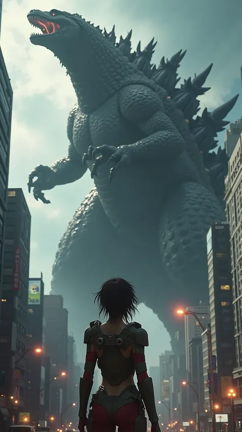 highdefinition images、Aska Langley intercepts Godzilla's landing in Tokyo with Evangelion Unit 1