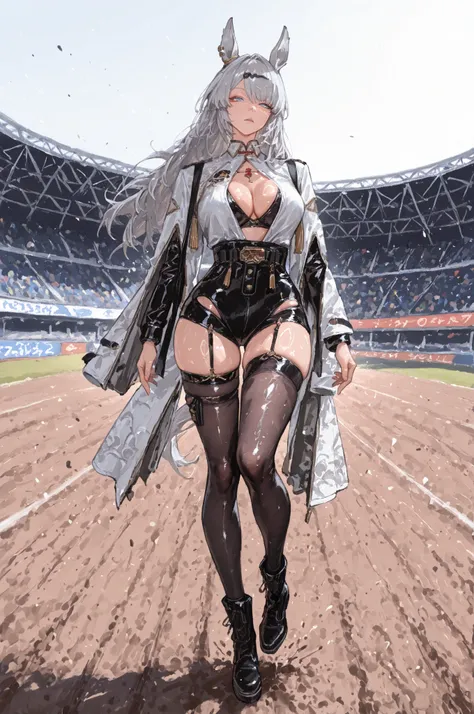 Uma Musume、horse ear、Jirio Mahonoko、 A sophisticated eye 、Full Body、GBF_style、748cm style for bigi、32K、semi-realistic、 super detailed description on the front 、art work、Original Work、 Detailed Color、 detailed eyes、 detailed face 、Detailed Eyes、detailed ey...