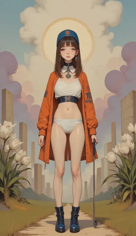 Ultra-realistic, high-detail seen from behind tall skinny ethereal beautiful Asian busty model with a face like mackenzie foy with delicate porcelain skin, soft rosy cheeks, and plump natural pink lips. She has large, almond-shaped brown eyes with long, fl...