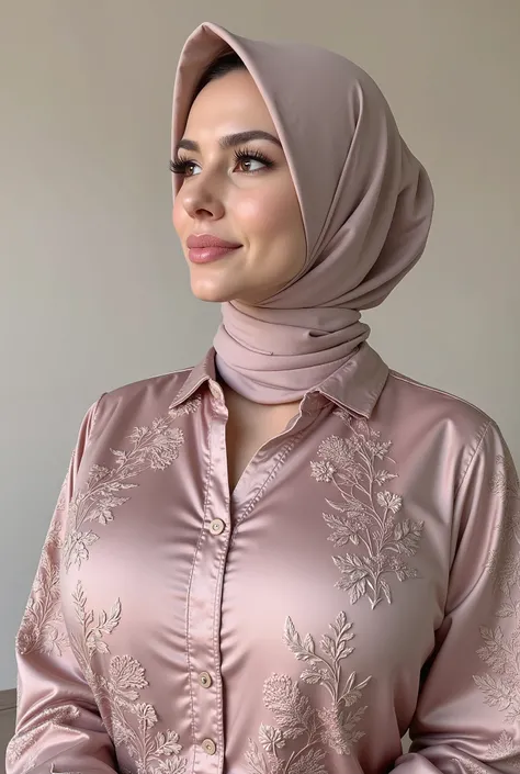 hyper HD, Masterpiece, Textured skin, 8K, Best quality of potrait a Beautiful hijab asian woman white fairy skin wearing kebaya outfit , perfect veil hijab muslimah style, detail scarf , close-up half body , happy vibes, beauty smile open mouth showing te...